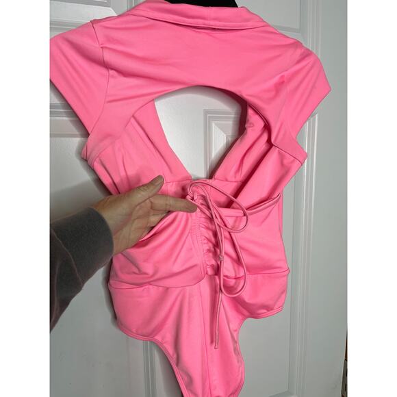 HAH x Revolve Had Me At Hello Bodysuit Medium Open Back in Rose Quartz Pink - Picture 4 of 8
